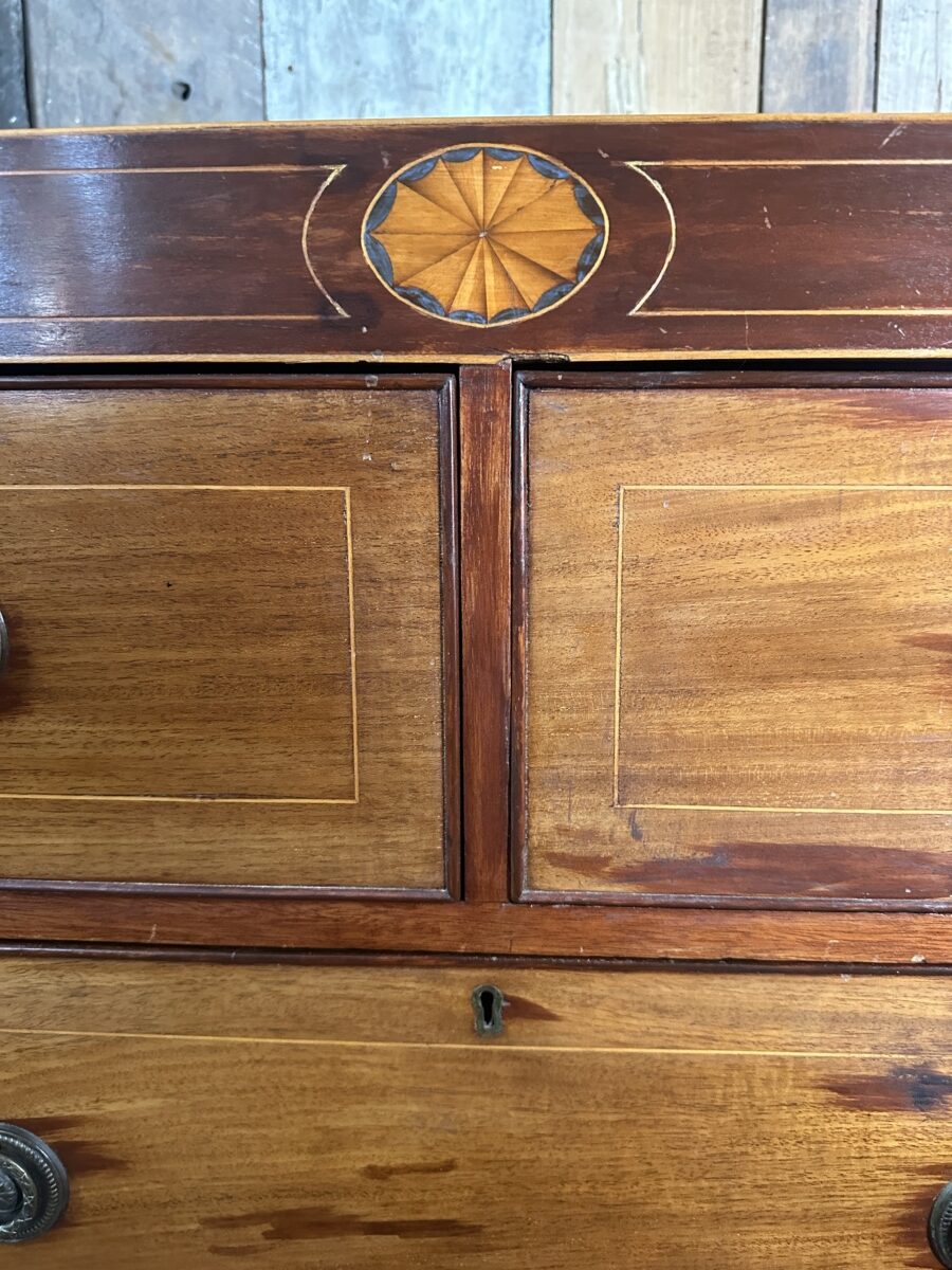 Antique Sheraton Revival Mahogany Two over Two Chest of Drawers, c 1890