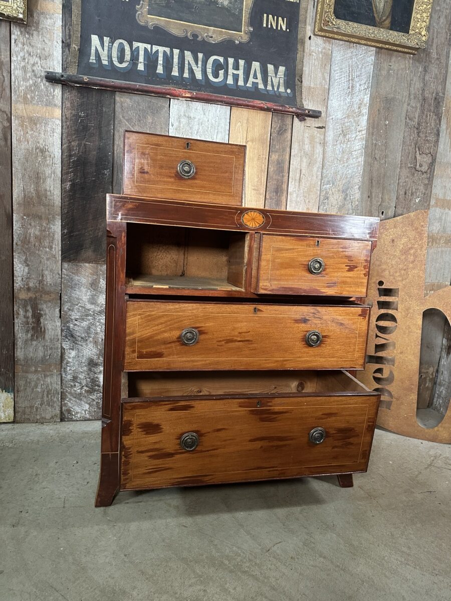Antique Sheraton Revival Mahogany Two over Two Chest of Drawers, c 1890