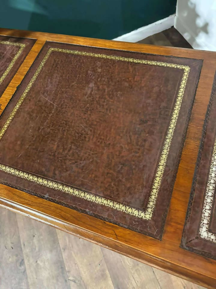 Reproduction Oak Twin Pedestal Desk