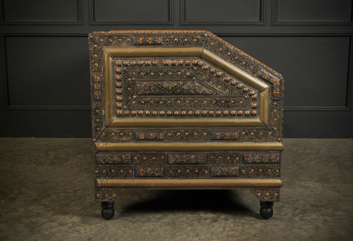 Moroccan Embossed Metal & Leather Sofa