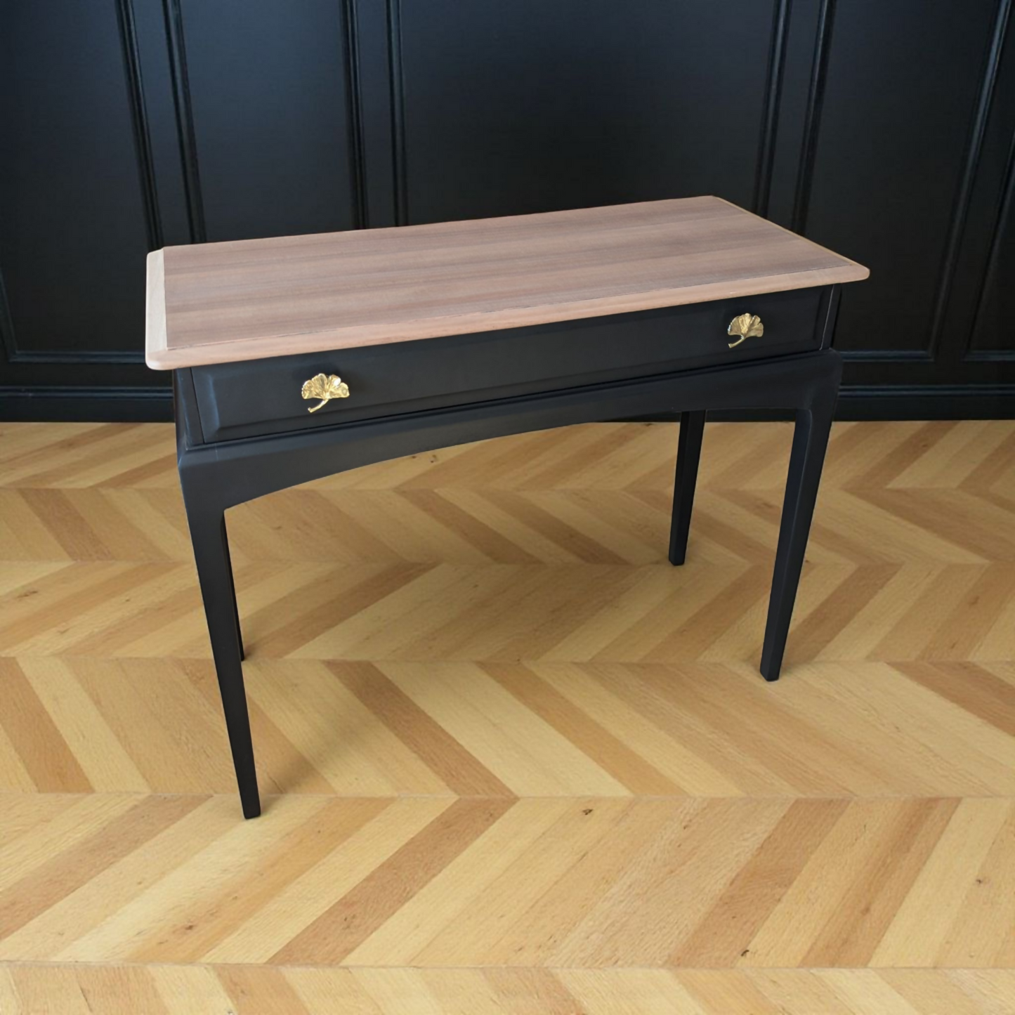 Vintage Stag minstrel black console table, spray painted desk, upcycled dressing table