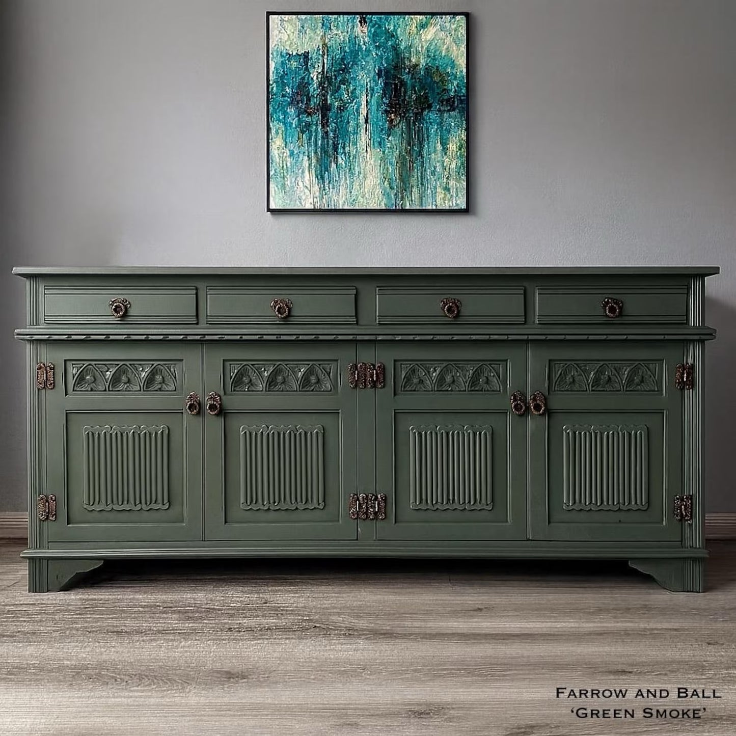 Old Charm 'Off Black' Antique Carved Sideboard