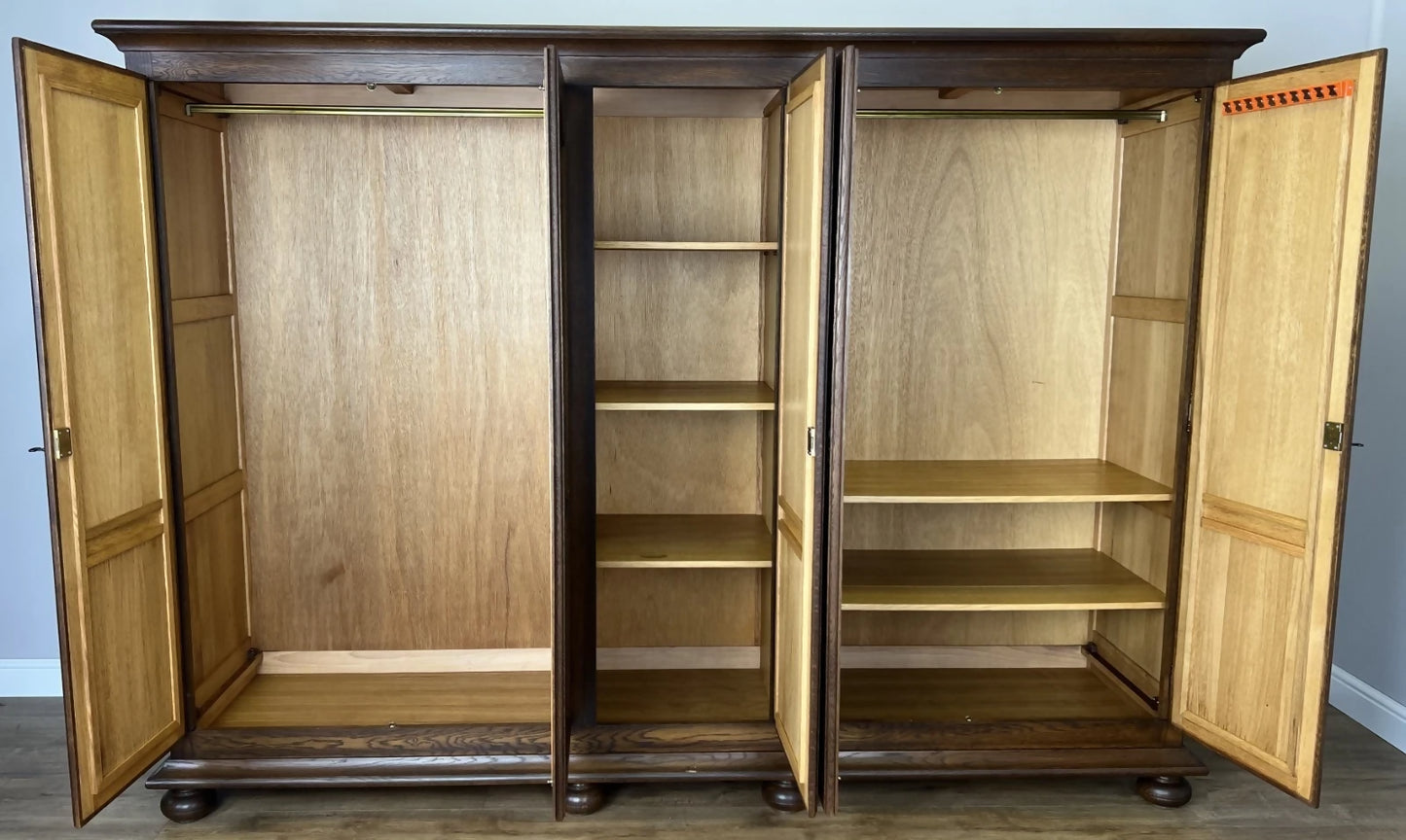 Wardrobe Vintage French Style Oak Four Door Carved Armoire LOT 4978