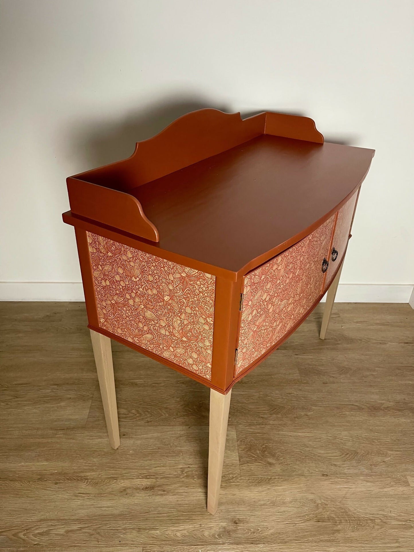 Unique vintage cabinet painted terracotta