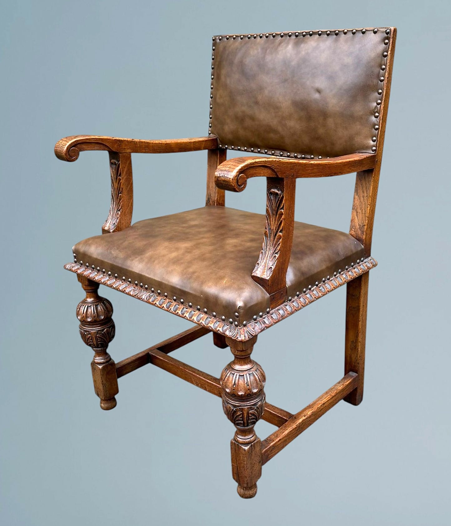 Good Quality Set of Six Carved Oak Dining Chairs