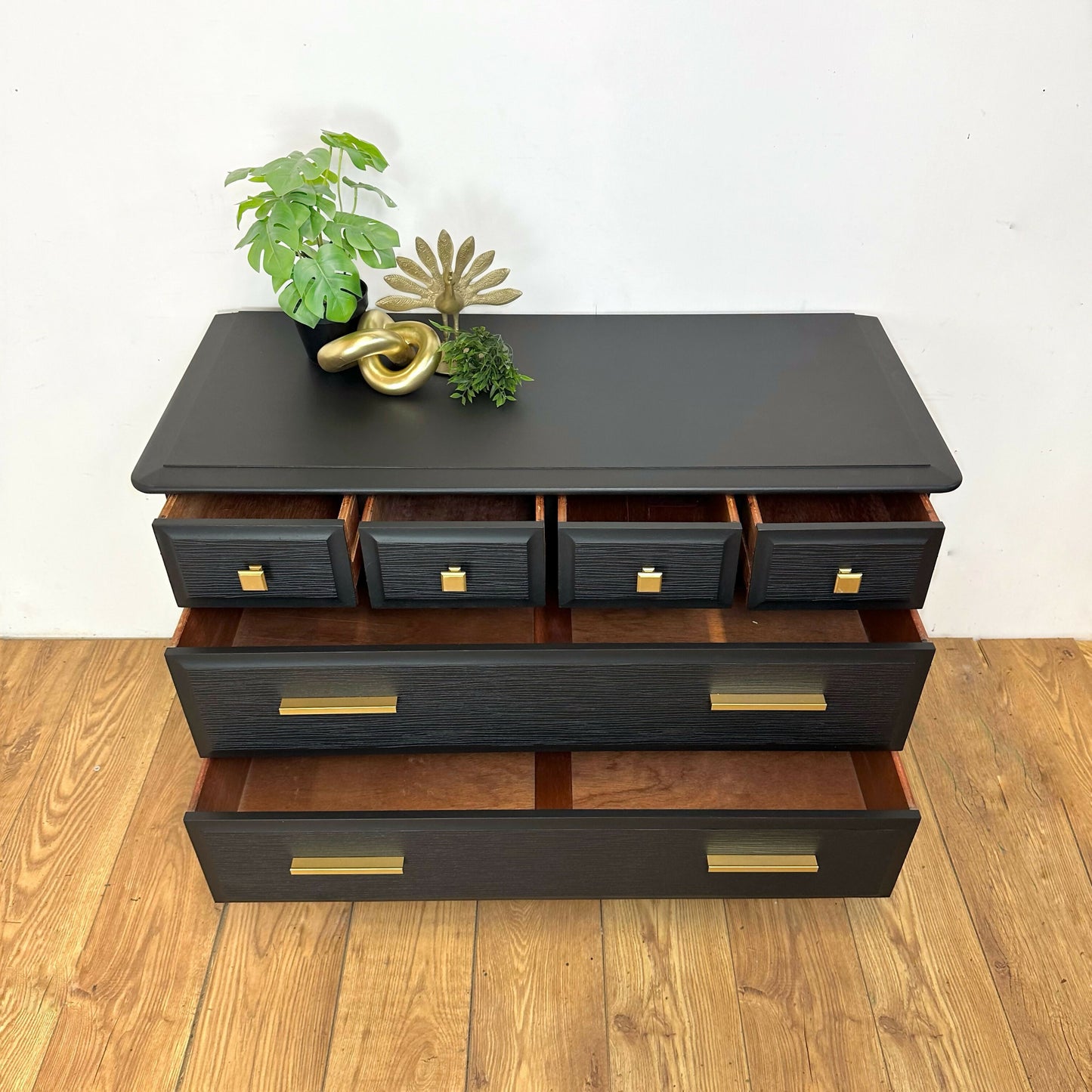 Refinished Mid Century Stag Minstrel Chest of drawers, black, vintage dresser