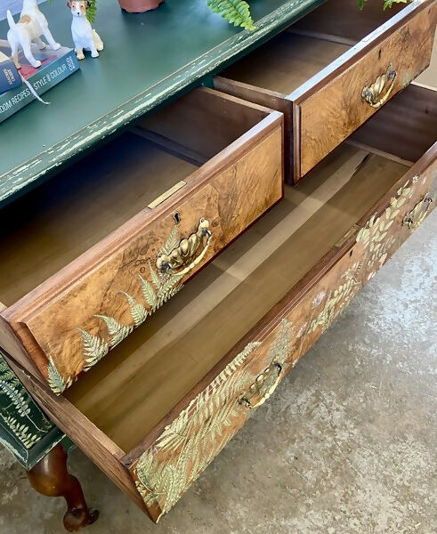 Chest of Drawers Green Botanical style