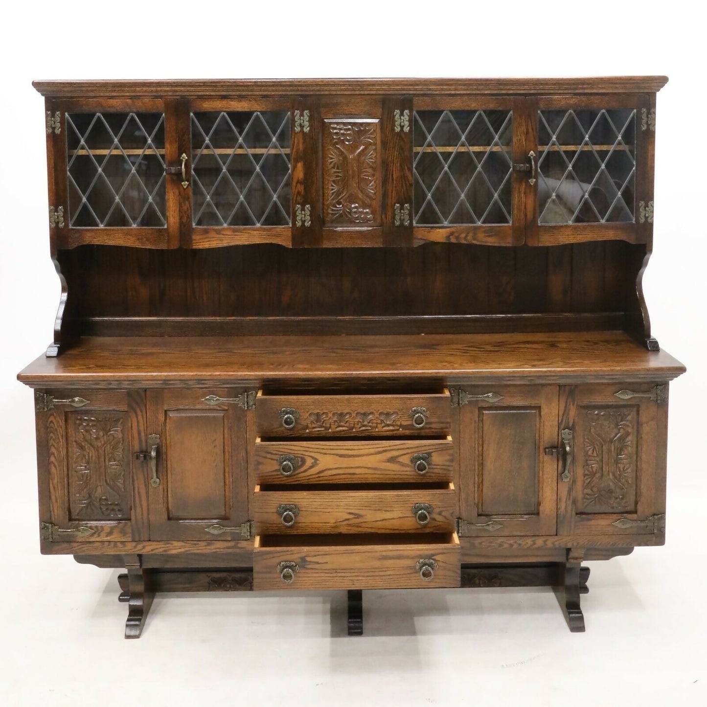 Raised Oak Dresser Cupboards Drawers Display Cabinets By Webber FREE UK Delivery