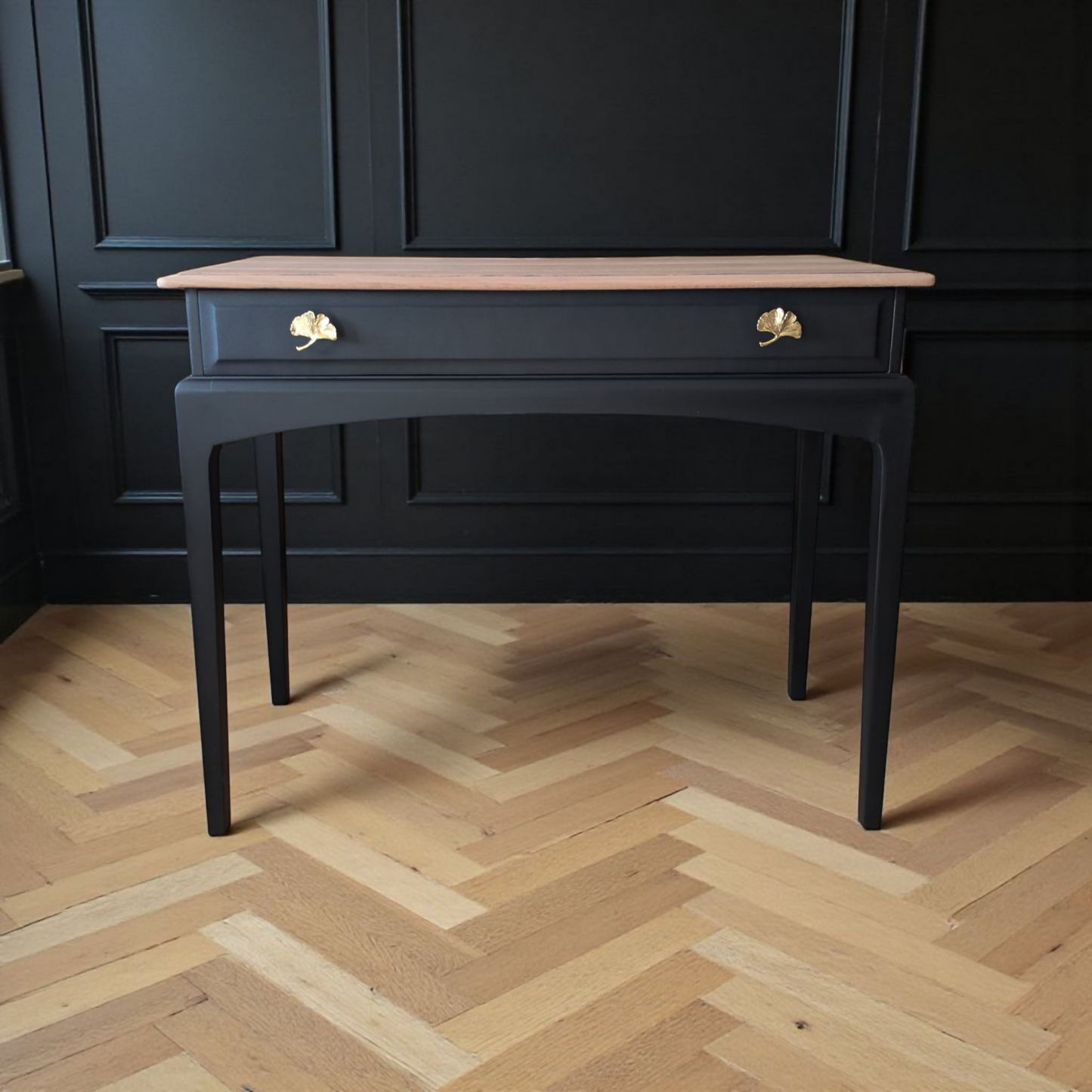 Vintage Stag minstrel black console table, spray painted desk, upcycled dressing table