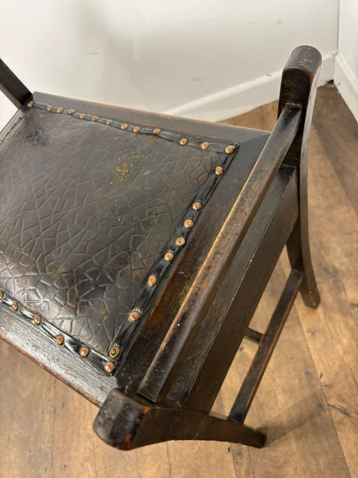 Vintage Beech Piano Stool with Lift-Up Storage