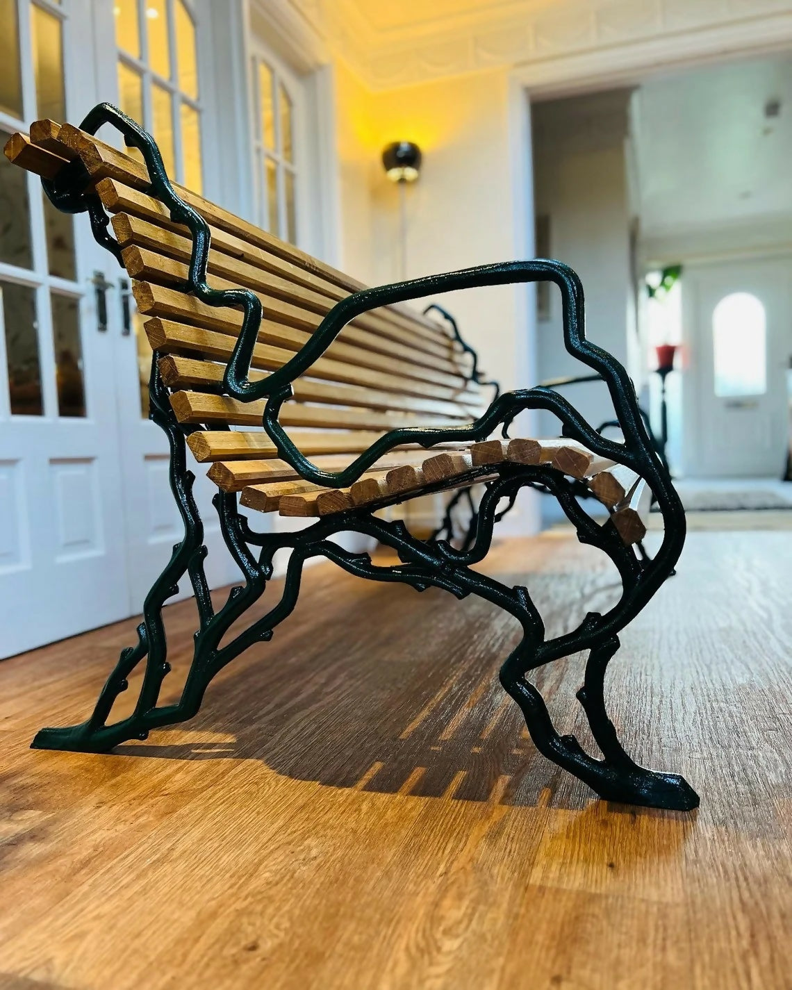 Cast Iron Garden Bench Seat Chair Oak Wood