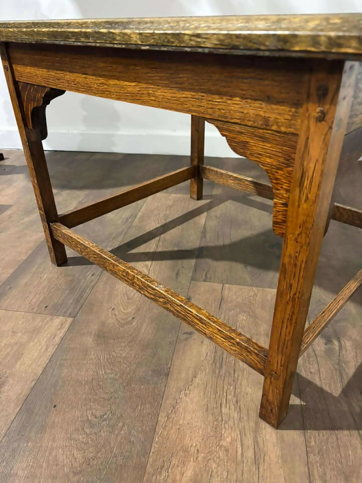 19th Century Oak Occasional Table With Tapestry Top Under Glass