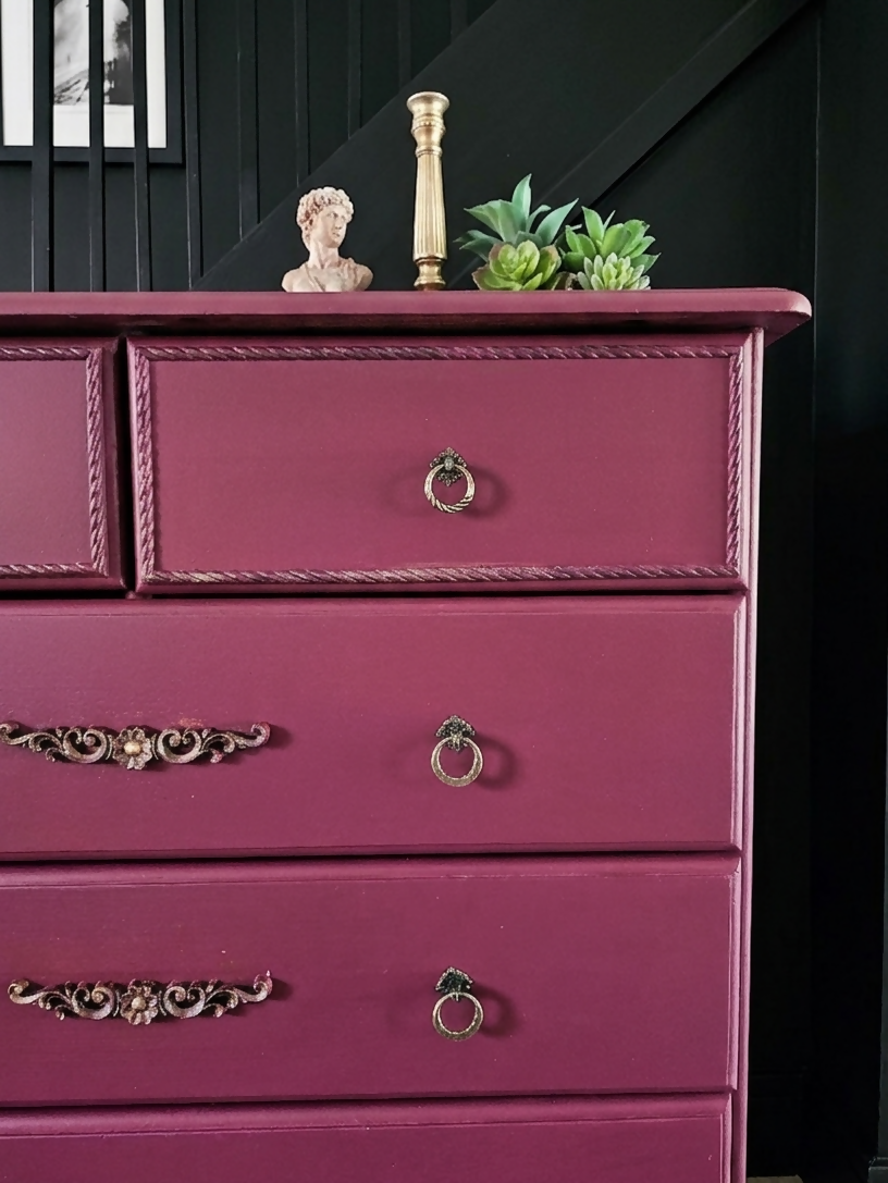 Vintage Mid Century Chest of Drawers Pink Fusion Mineral Paint Upcycled