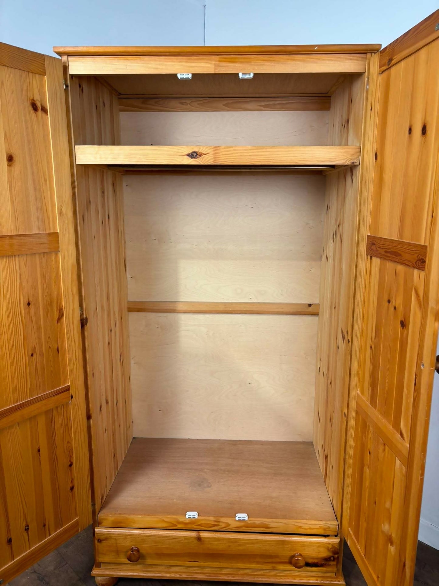 Contemporary Pine Double Wardrobe