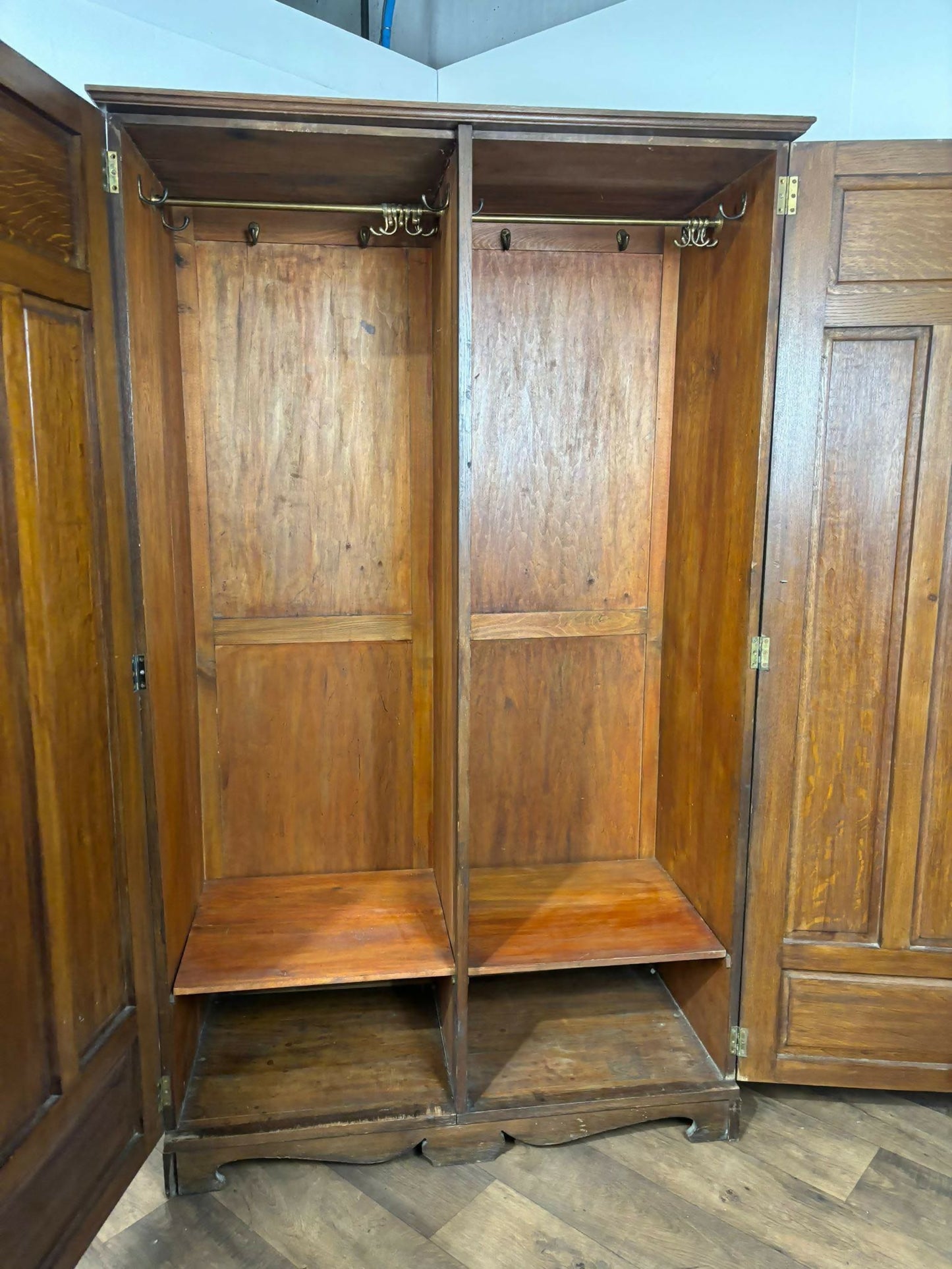 Edwardian Oak Double Wardrobe