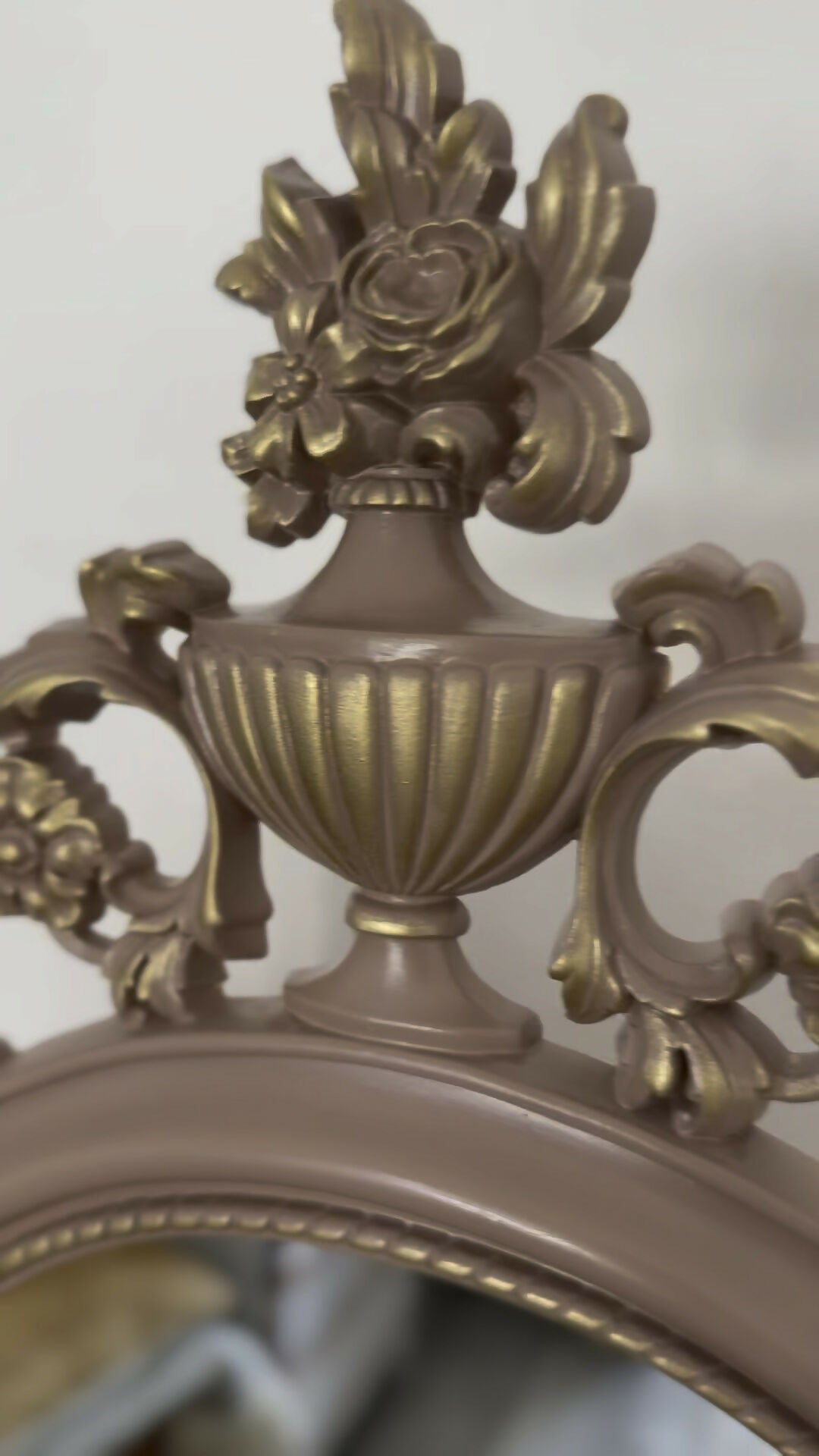 French Olympus Dressing table with stool , Hand Painted In Dusty Pink From Fusion Mineral Paint Damask