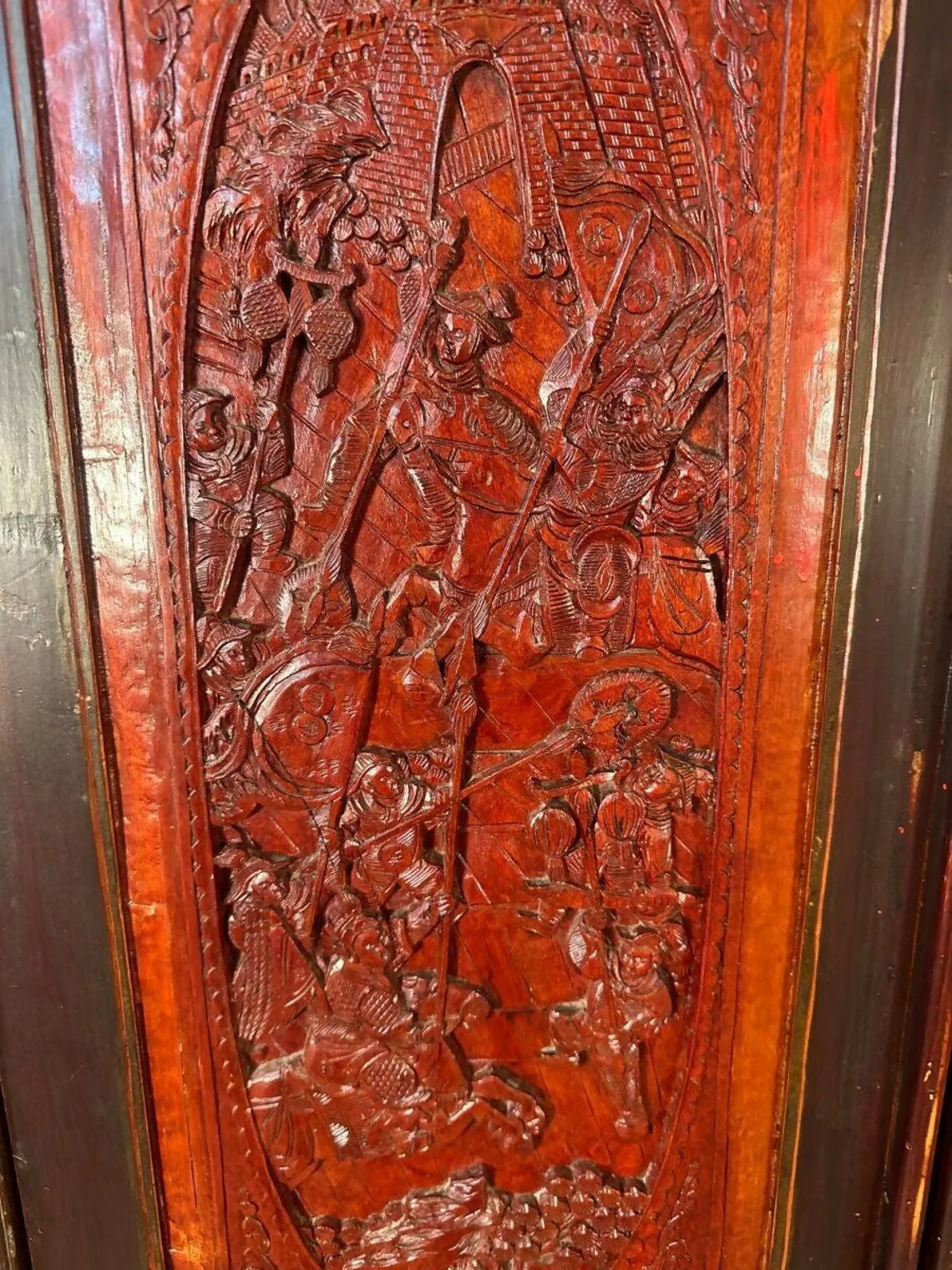 Antique Chinese Marriage Wardrobe Cabinet Triple Cupboard, C 1860