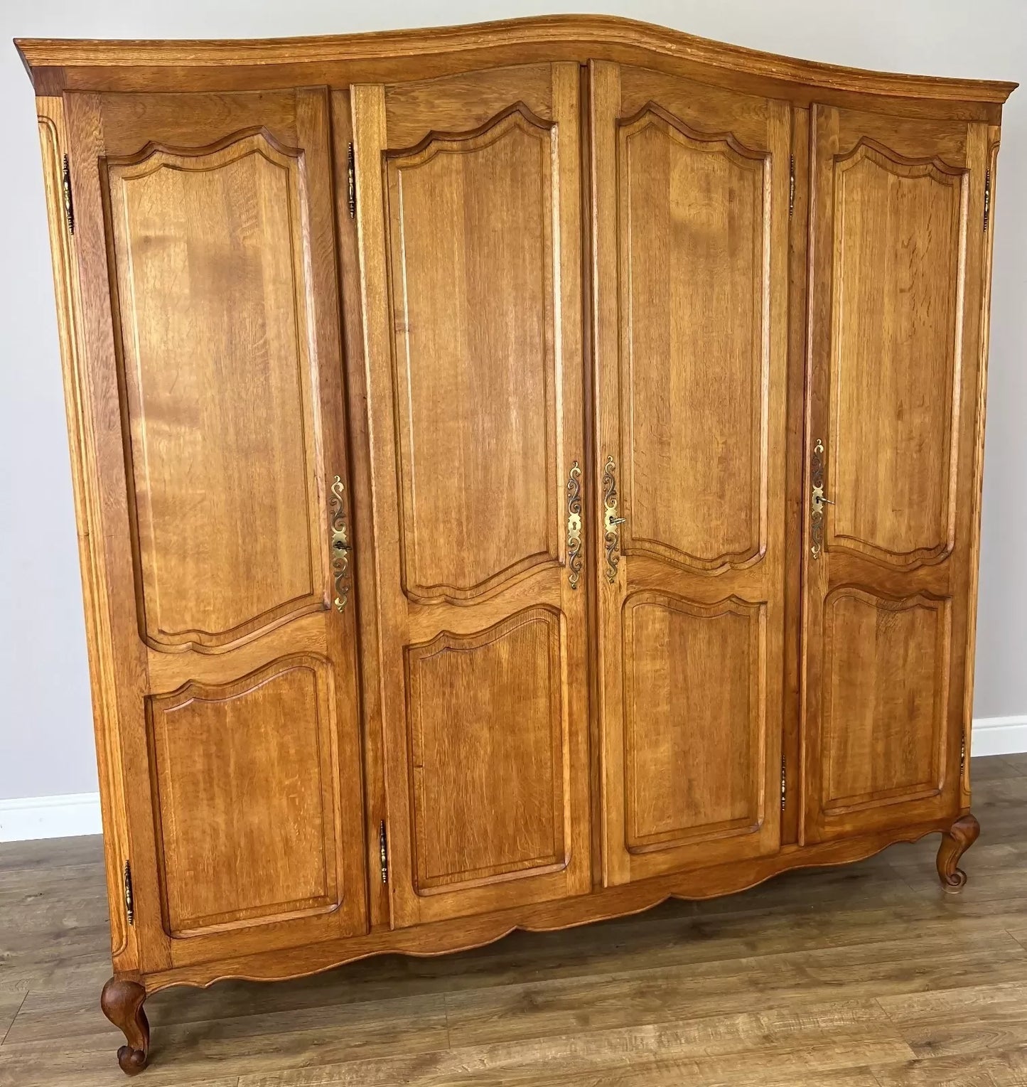Wardrobe Vintage French Louis XVI Style Oak Four Door Carved Armoire LOT 4979