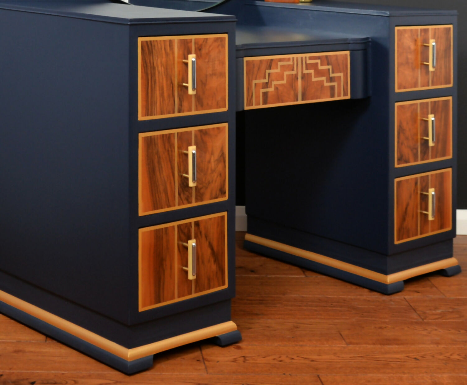 dressing table navy and gold handles