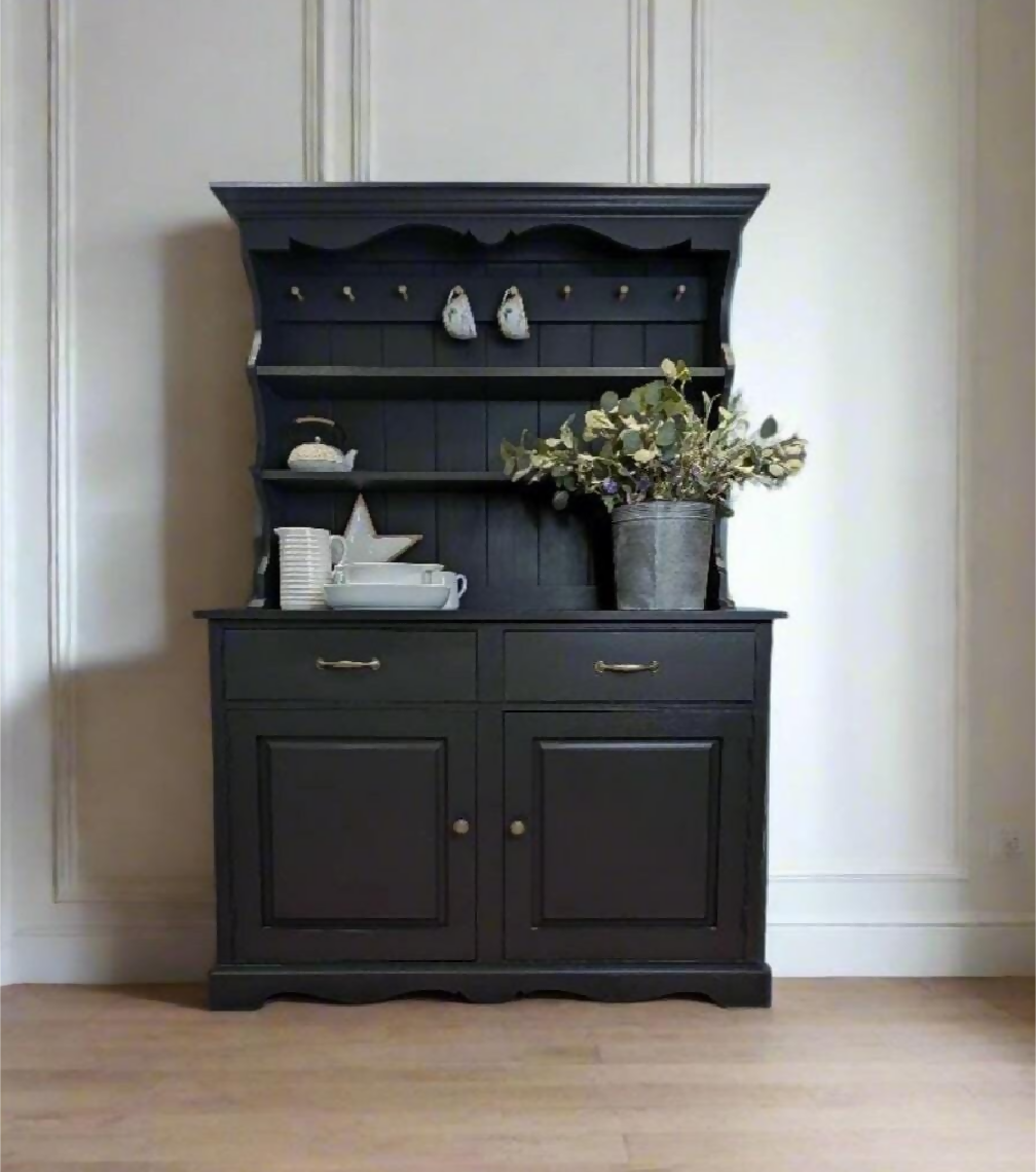 large-solid-oak-dresser-in-black-with-oak-pegs-and-storage-sku49101467_0