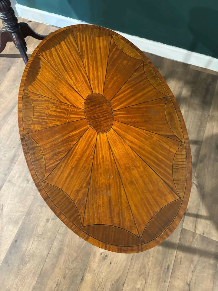 Edwardian Inlaid Oval Window Side Table9