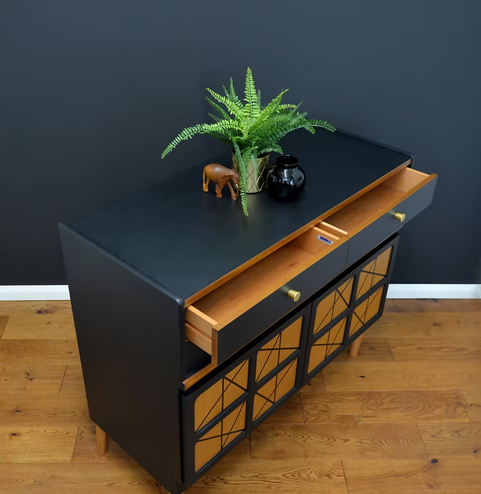 Mid Century Nathan Sideboard, Vintage Teak Drinks cabinet, Retro Media Unit