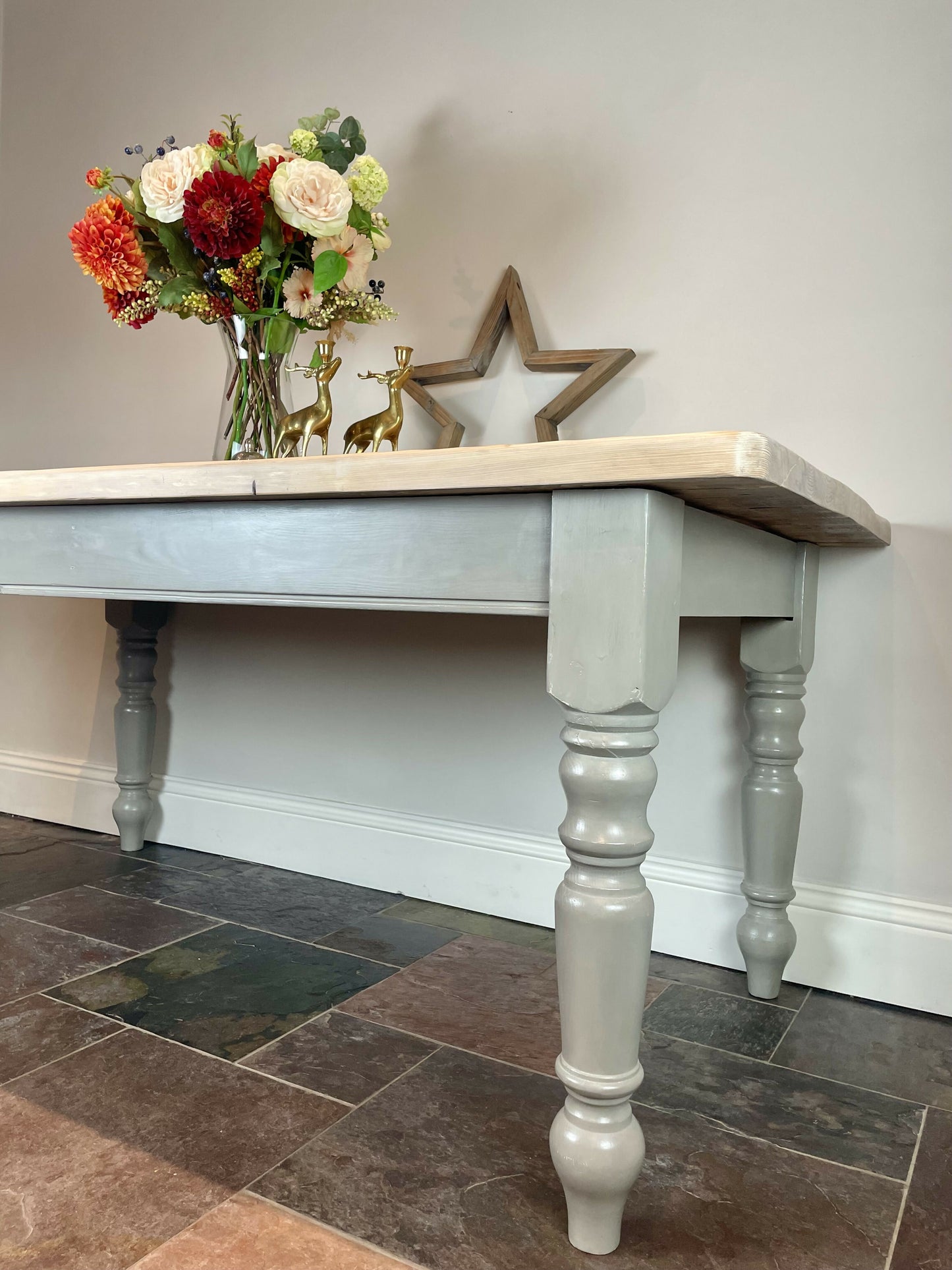 Hand Painted Farmhouse Table, 1990s