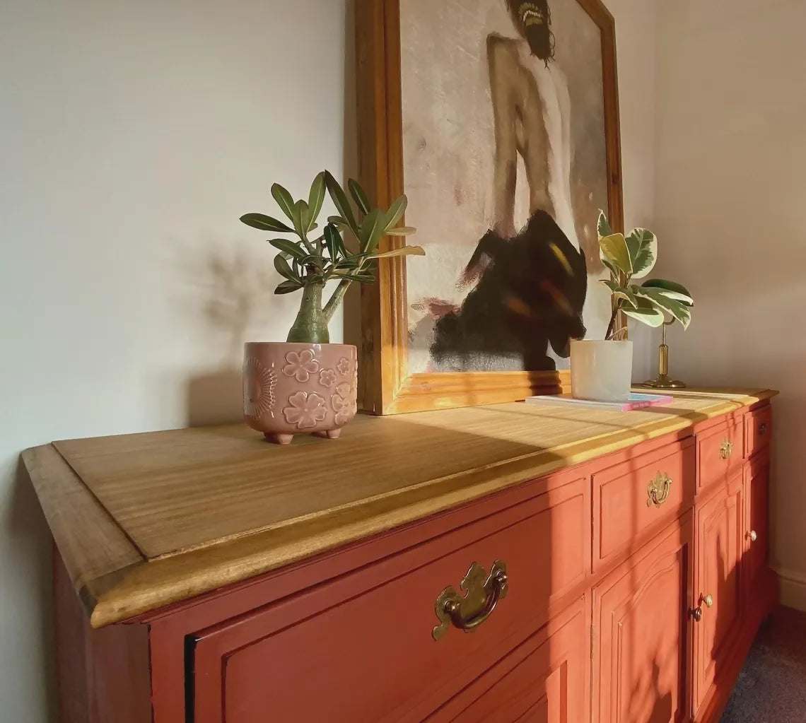 Vintage Sideboard in Annie Sloan Paprika Red – Hand Painted Storage Cabinet