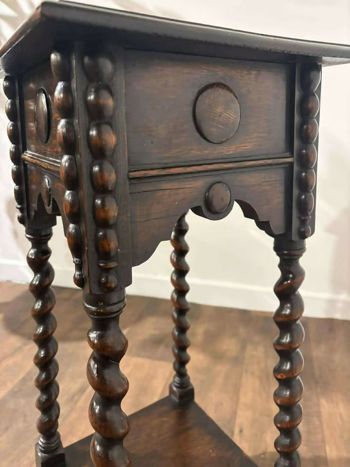 Vintage Oak Barley Twist Plant Stand