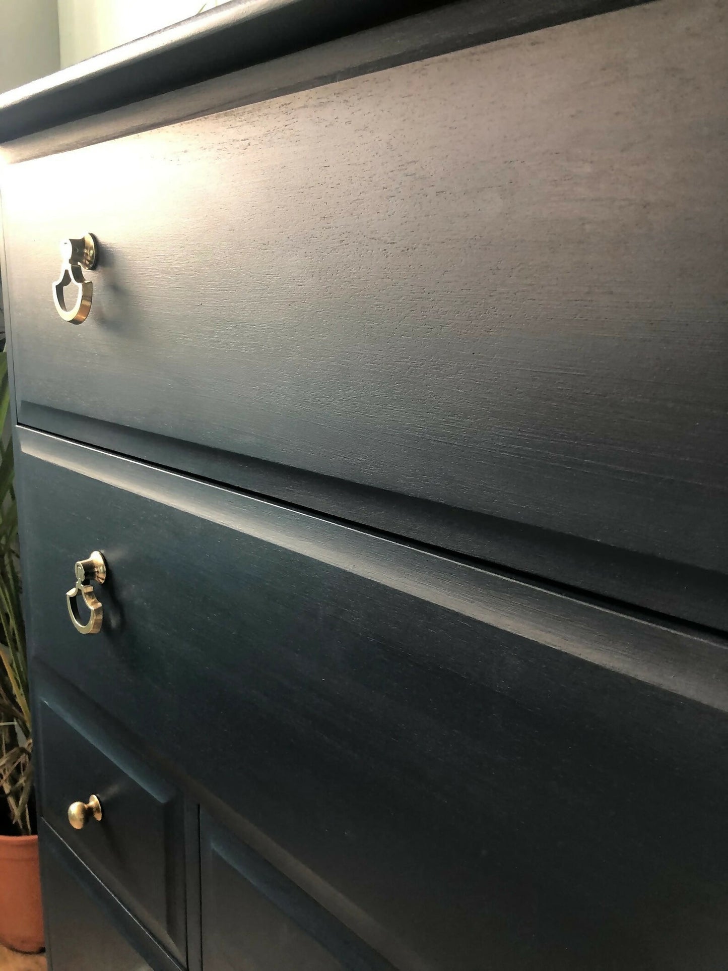 stag navy tall boy chest of drawers