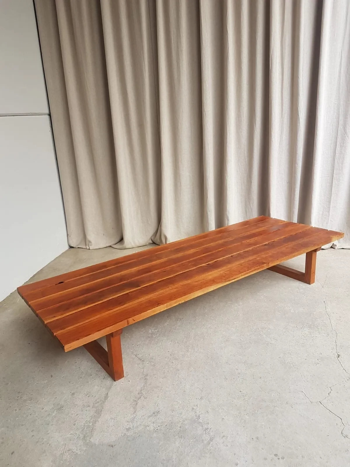 Vintage Mid Century Danish Pine Slatted Bench Seat Coffee Table Scandi Retro R477