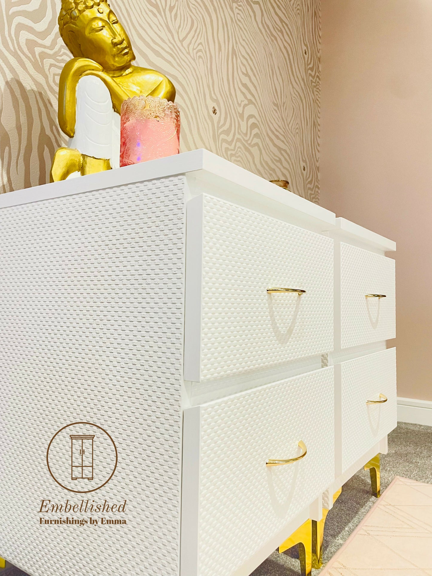 Pair of white textured bedside cabinets (SOLD)