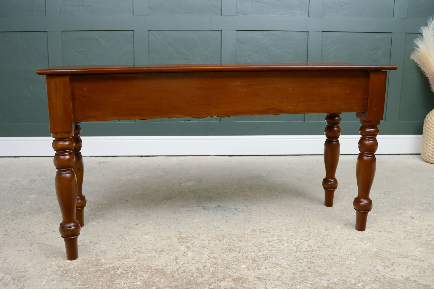 Antique Style Long Console Table - Hardwood Mahogany Finish