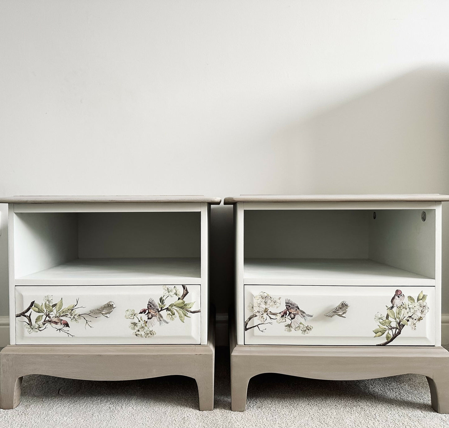 Set of Bird Design Tables, Bedsides, Drawers
