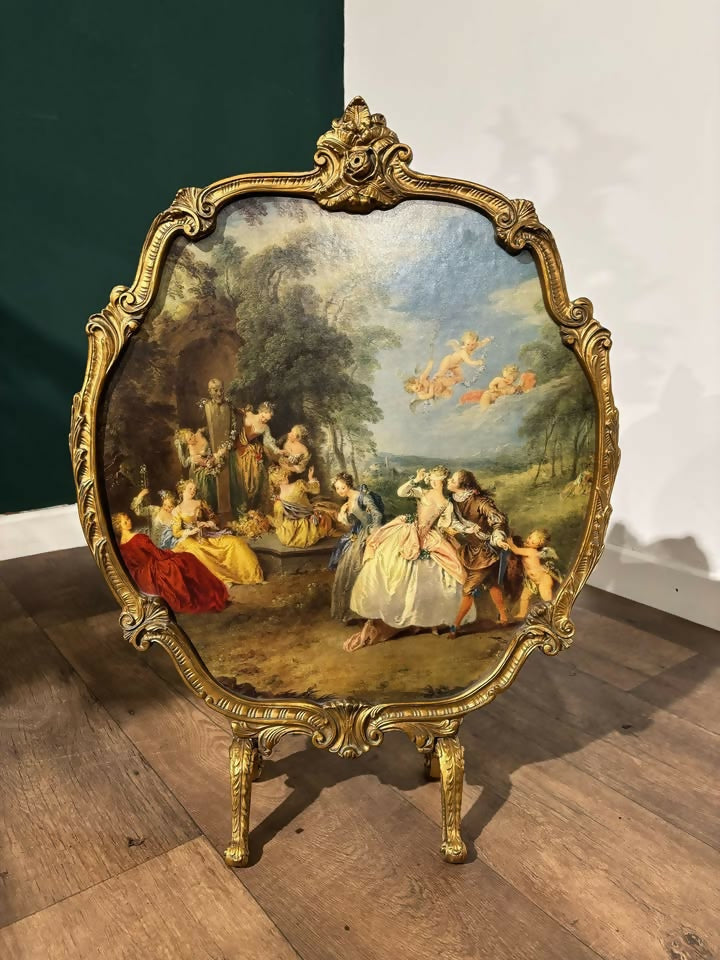 Antique Style Reproduction Painted Gilt Fire Screen7