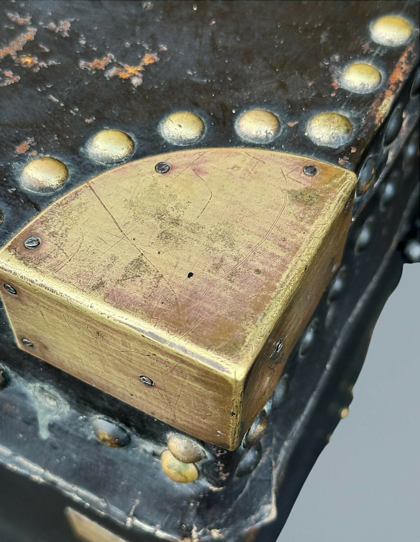 19th Century Leather and Brass Mounted Military Campaign Chest