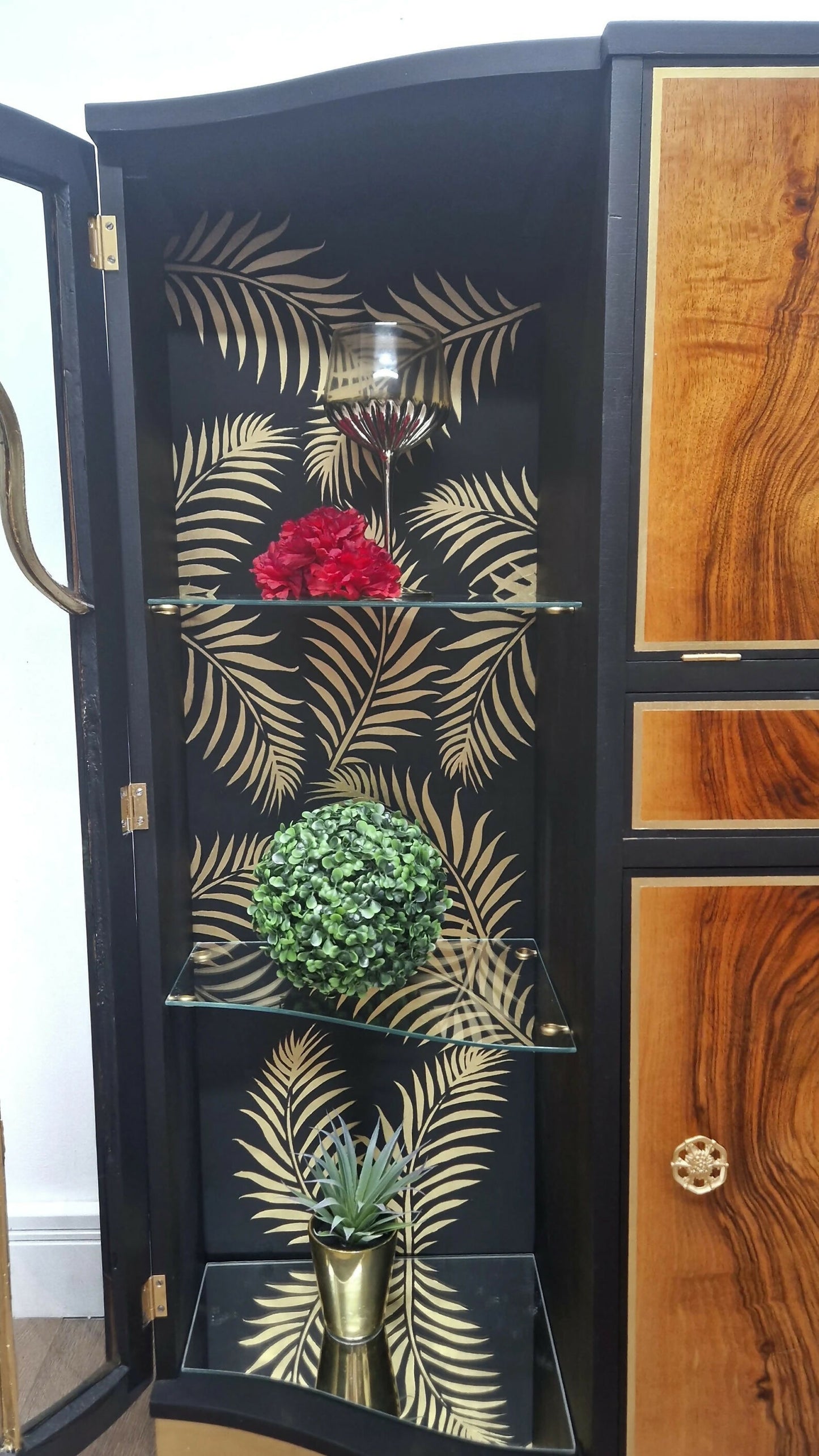 Art deco cocktail cabinet black and gold