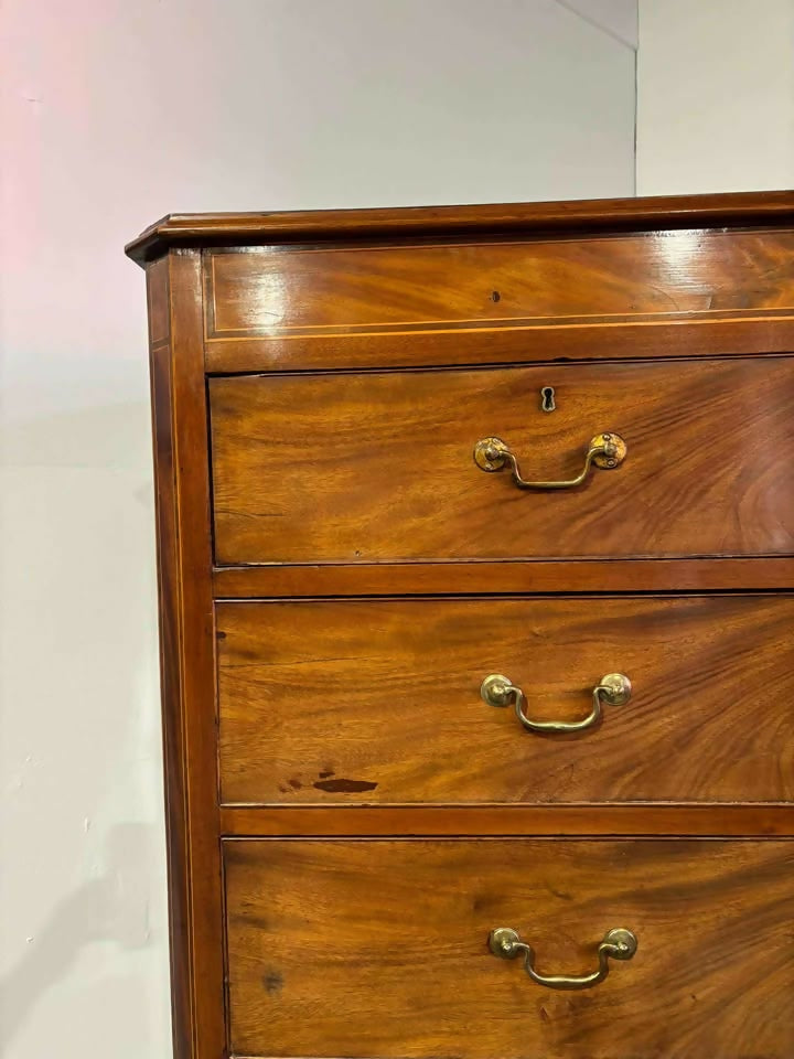 Edwardian Large Inlaid Mahogany Chest Of Drawers