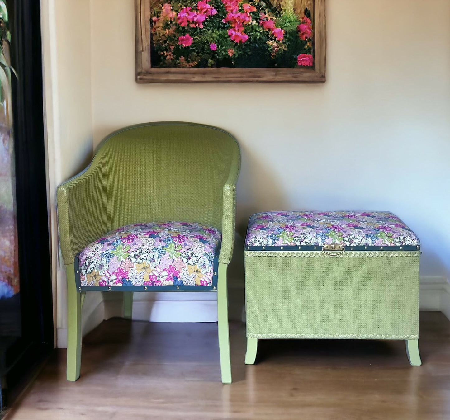 Lloyd Style Loom Wicker Chair and matching Blanket Box