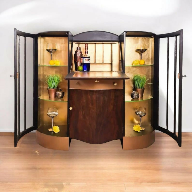 Large Art deco drinks display cabinet