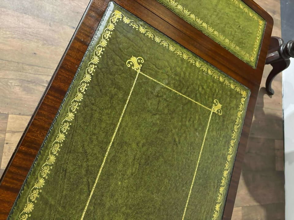 Vintage Mahogany Drop-Leaf Coffee Table with Tooled Leather Top