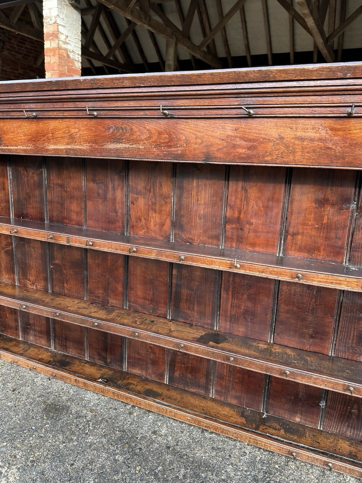 Antique Georgian 19th Century Oak Wall Hanging Shelves Kitchen Larder Pantry