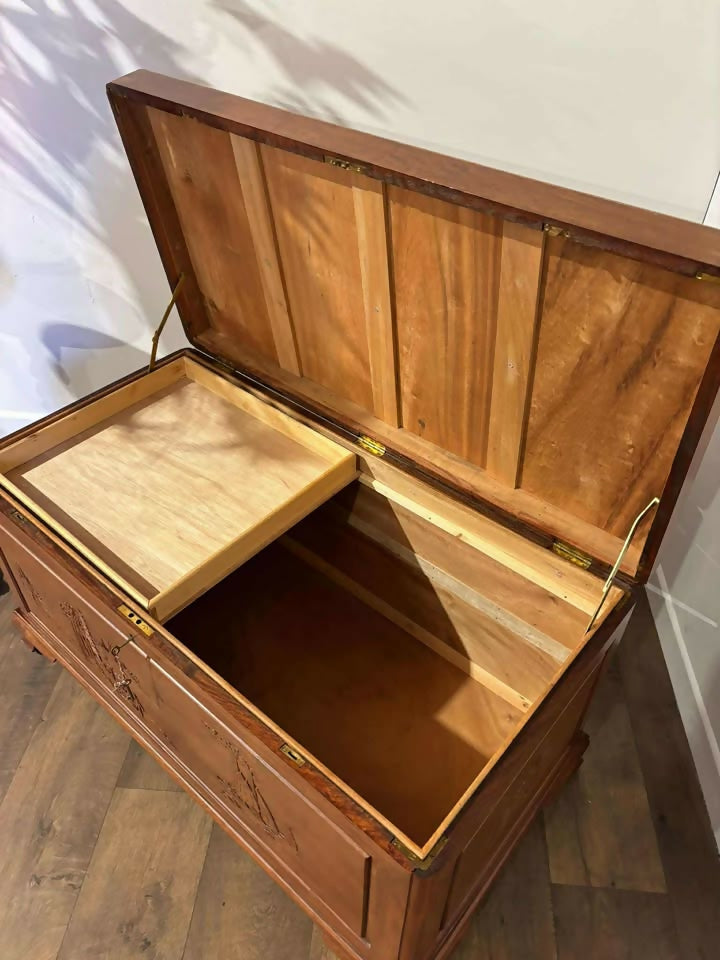 Oriental Carved Camphor Wood Blanket Box