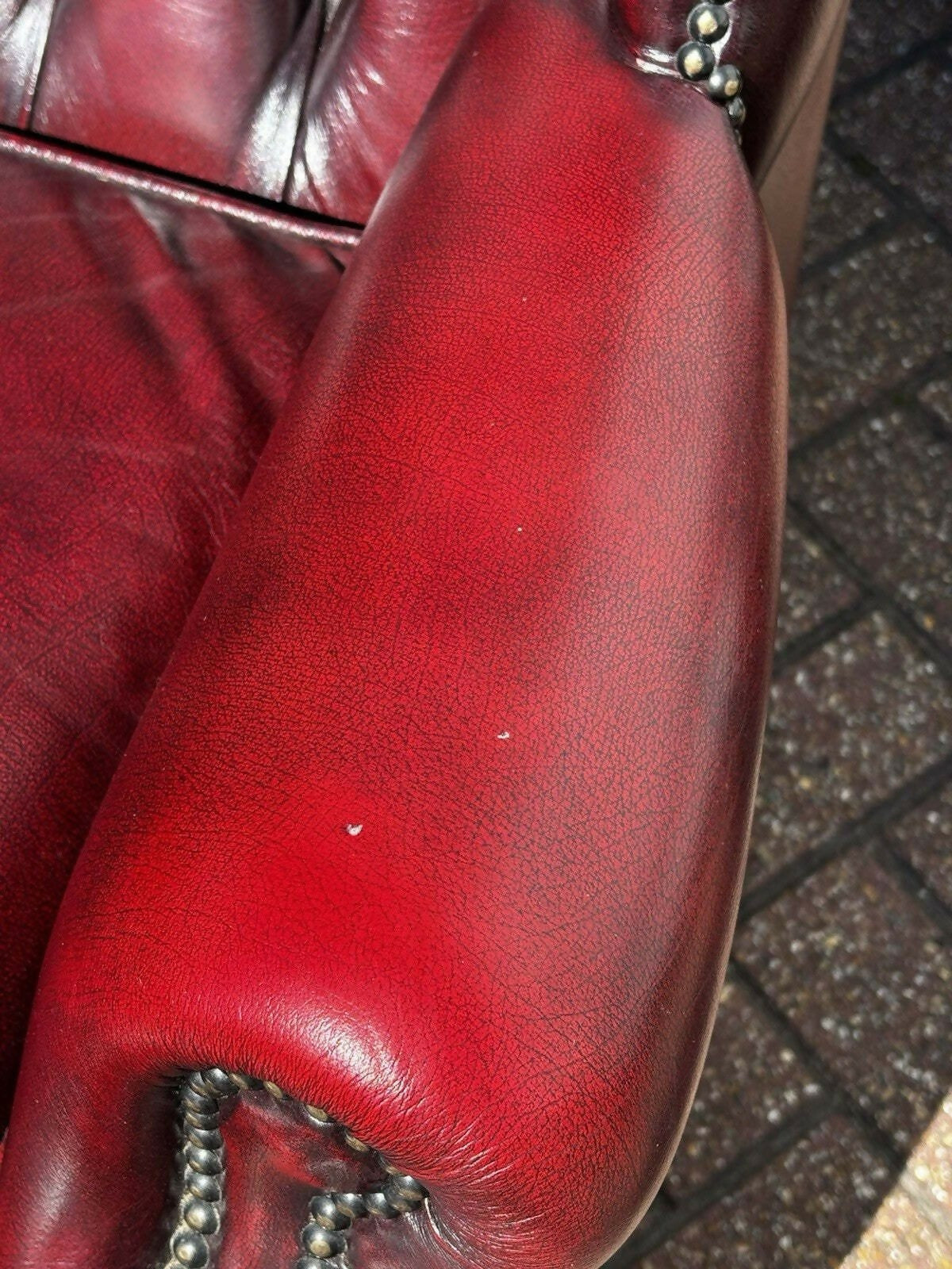 Red Leather Chesterfield Buttoned Back Armchair
