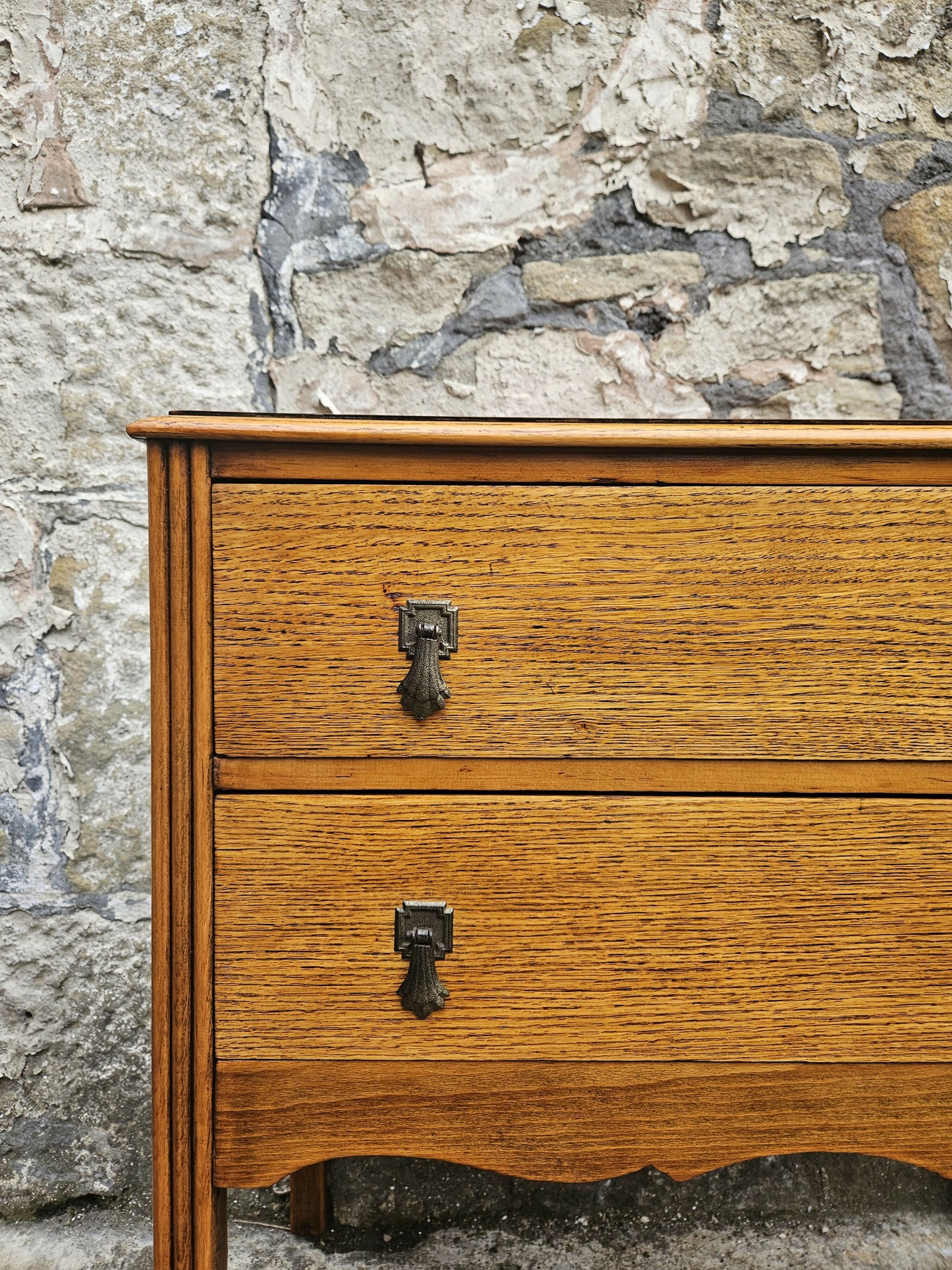 Vintage Chest Of Drawers Two Drawer Oak Cabinet Furniture Tallboy Super Proportions And Detailing
