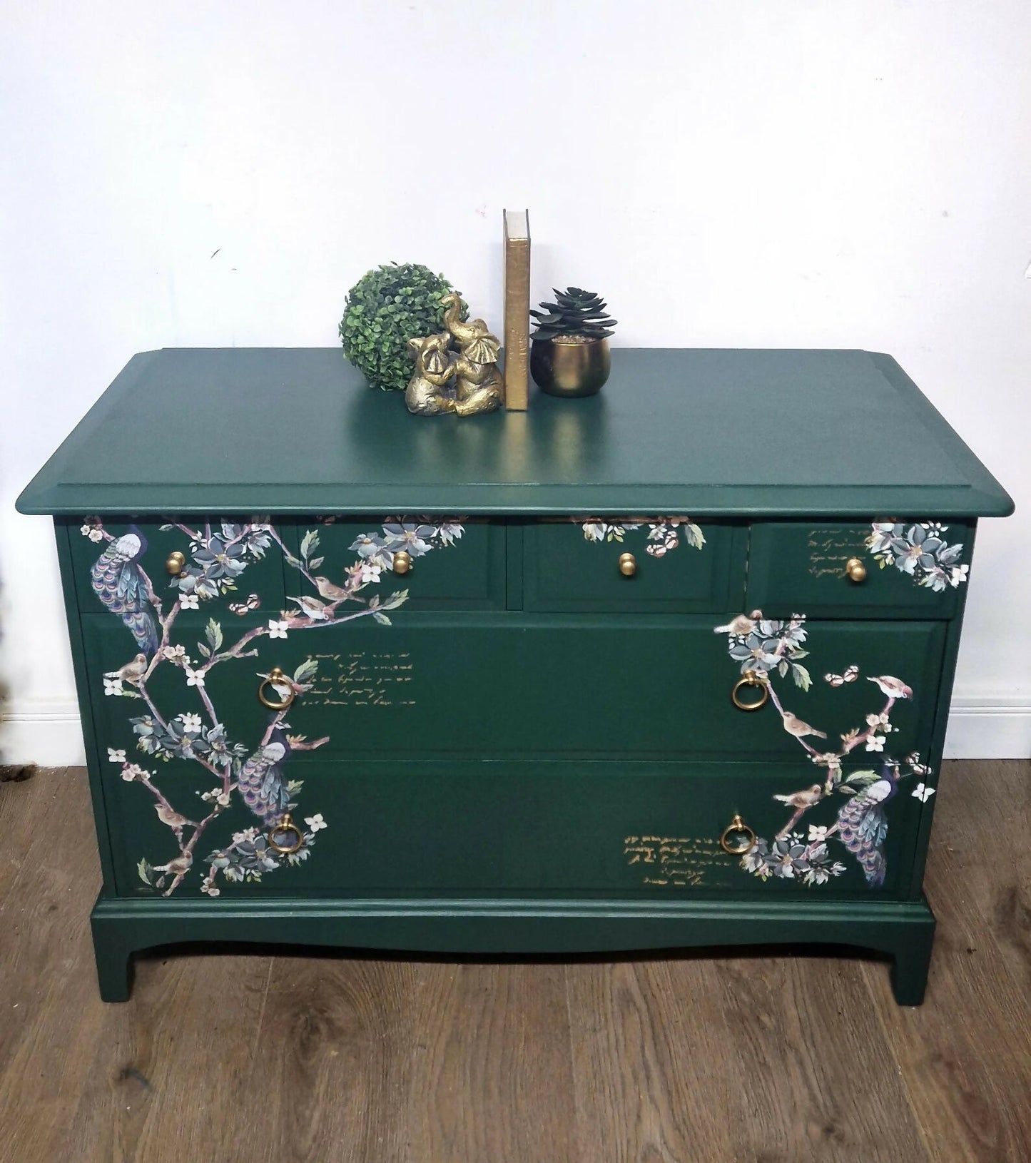 Stag green chest of drawers