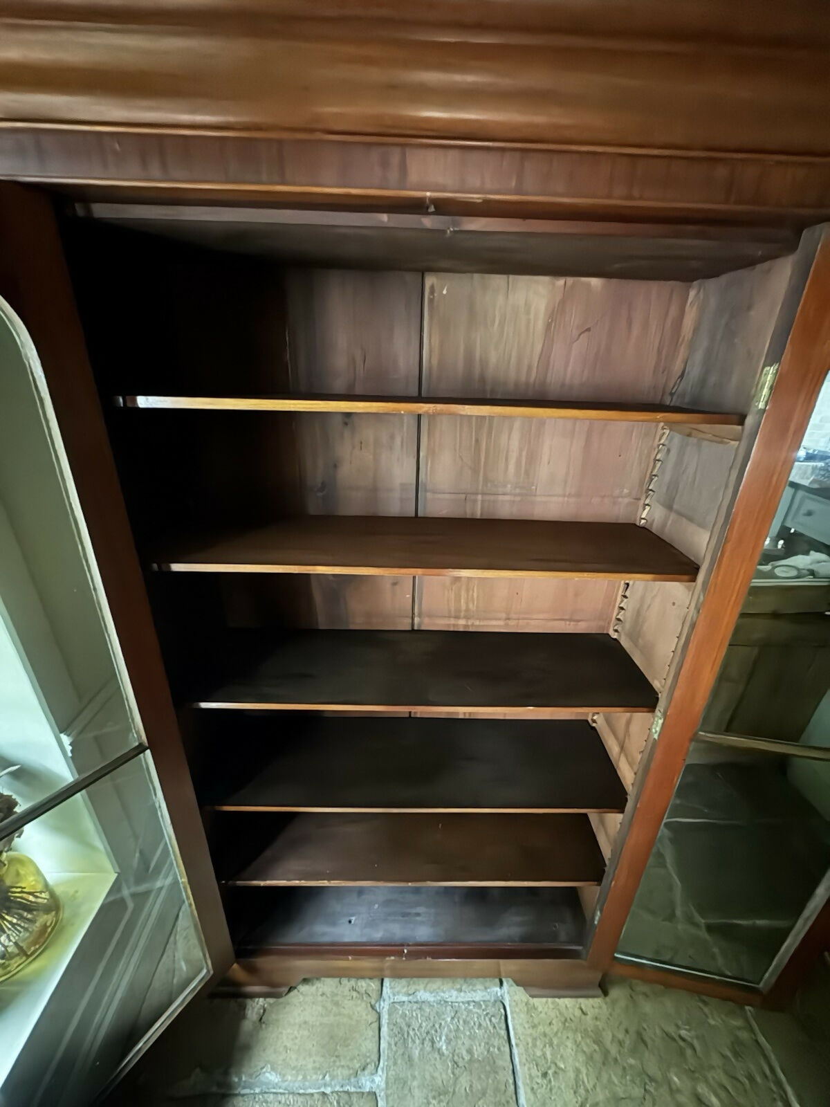 Vintage Victorian Mahogany Display China Bookcase Glazed Cabinet