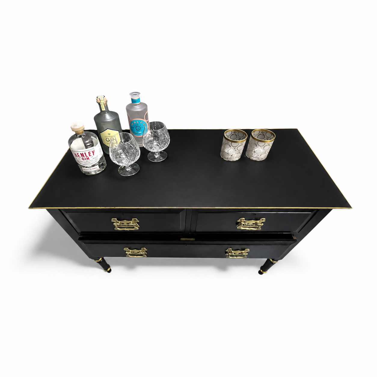 Black & Gold, Upcycled, Painted Dresser – Striking Modern Glamour with Hand-Finished Detail