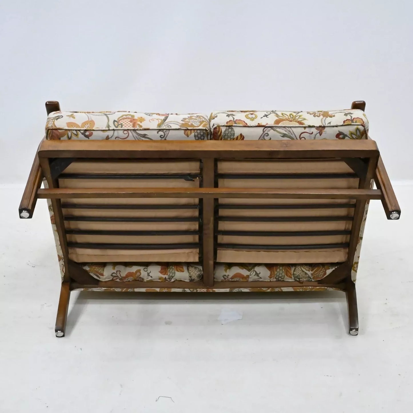 Vintage 2str Sofa Teak Frame 2 Seater Settee VGC Great Upholstery FREE Delivery. SBR11034/1010E