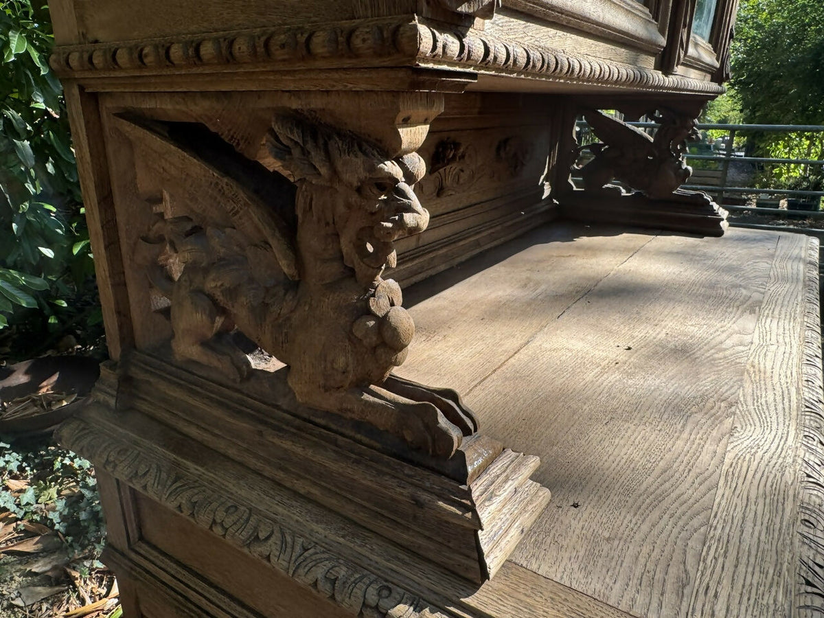 French Carved Oak Hunting Cabinet